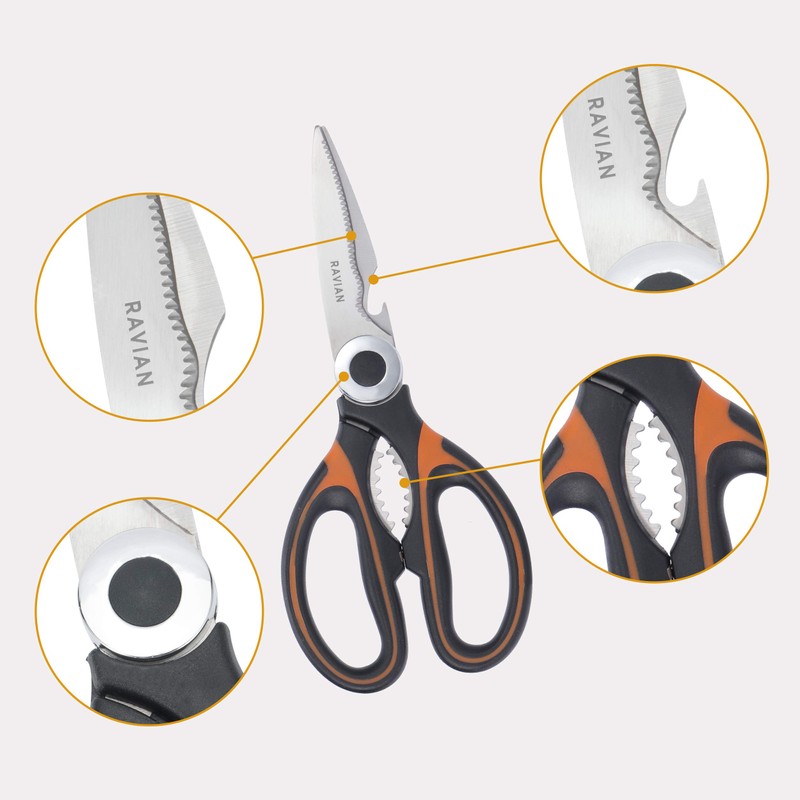 Ravian Kitchen Scissor Heavy Duty Shears with PP Cover Multifunctional