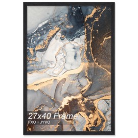 Fxojyvo Engineered Wood 27x40 Frame, Black Picture Frame for 27 x 40 Inch Poster Puzzle Photo, Light Weight 27 by 40 Poster Frame with Wood-grain for Wall - 1 Pack/Black/27 x40
