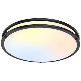 18inch LED Flush Mount Ceiling Light, 50W 5600lm Bright Dimmable LED Ceiling Light Fixture, 2700K-6500K Adjusted, Modern Kitchen Light Fixture Ceiling for Living Room Bedroom, Matte Black, 1-Pack