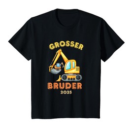 Children's T-Shirt with German Text "Ich Werde Großer Bruder 2025" [German Language], black