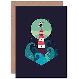 Wee Blue Coo Nautical Lighthouse Greetings Card