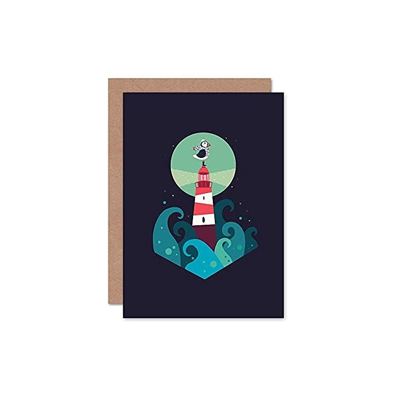 Wee Blue Coo Nautical Lighthouse Greetings Card