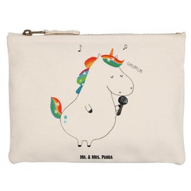 Mr. & Mrs. Panda Schminktasche Einhorn Sänger Grösse XL Große - Geschenk, Kosmetikbeutel, Einhorn Deko, Etui, Kosmetiketui, Stiftemäppchen, Glitzer,