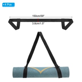 PATIKIL Yoga Mat Strap, 4 Pack Adjustable Yoga Mat Carrier Straps Sling Cotton Anti Slip Mat Holder Stretching Band for Exercise, Black