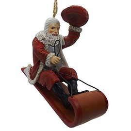 On Holiday Santa Sledding Christmas Tree Ornament