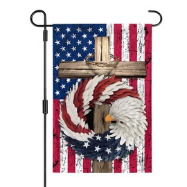 USA Patriotism Stars and Stripes 4th of July Garden Flag 12x18 Inch Double Sided Polyester Memorial Day Independence Day Flag for Yard Outdoor House Decoration