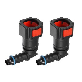 A ABSOPRO Car Fuel Line Hose Quick Release Connector 90 Degree 5/16" 7.89mm SAE to 1/4" 6mm Disconnect Hose Plastic Red (Set of 2)