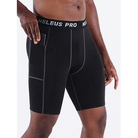NELEUS Men's Compression Shorts 3 Pack Dry Fit Running Shorts,6081,Black/Blue/White,3XL