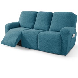 2026 Sofa Recliner Cover 5-Piece (69"-91") Super Soft Recliner Couch Covers with Big Pocket & Anti Slip Ties Stay in Place, Stretch Lazy Boy Reclining Couch Sofa Slipcover Durable Washable, Teal