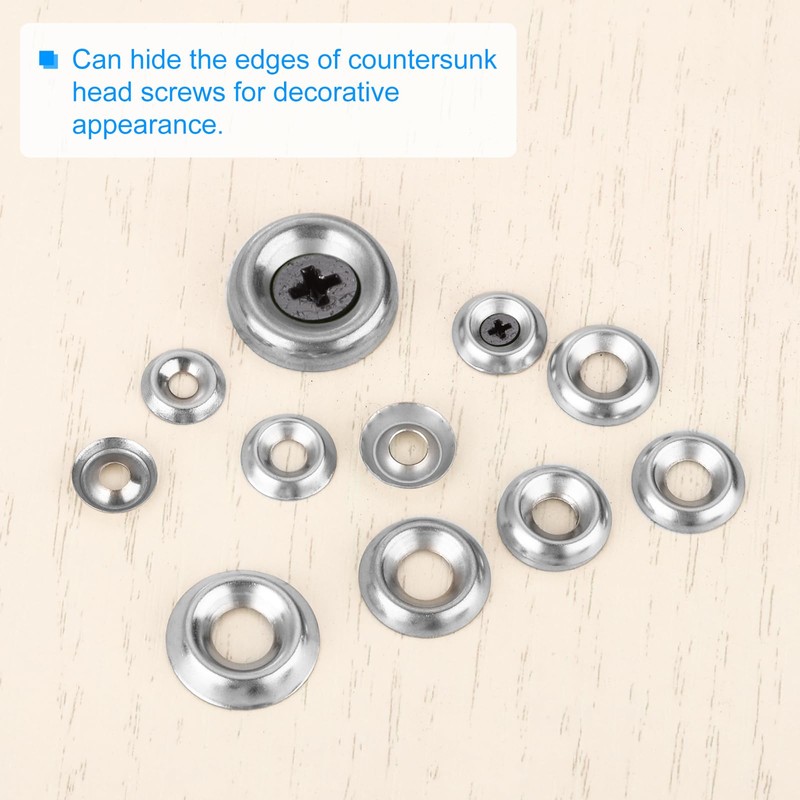 uxcell 50Pcs Countersunk Finish Washers, #10 Nickel-Plated Steel Countersunk Washers