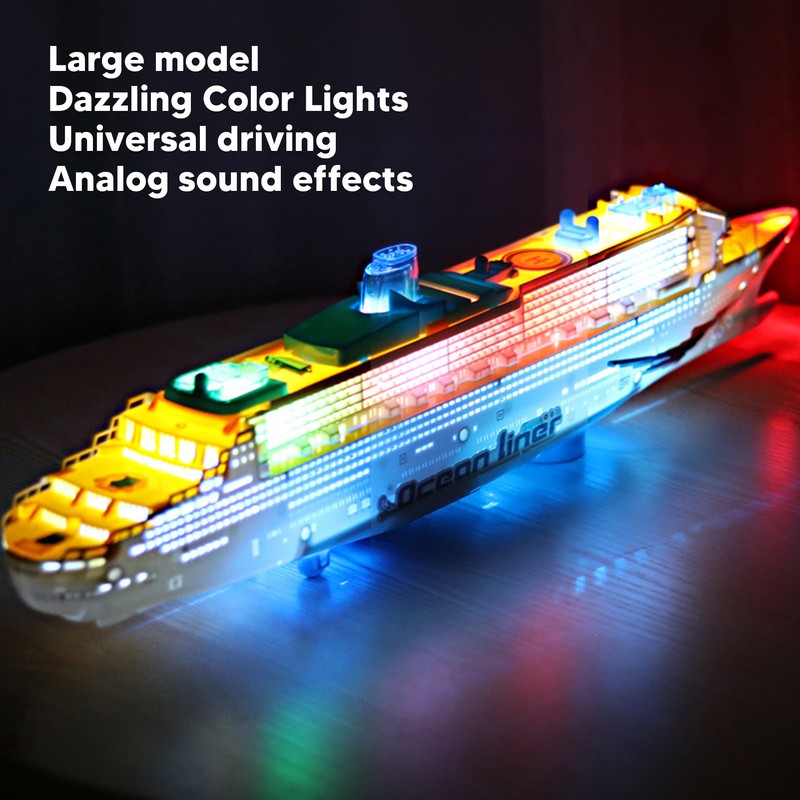Kids Cruise Ship Model Sound Effects LED Light Universal Rotation