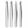4-Piece Eyebrow Tweezers Set for Precision Grooming – Multi-Tip Stainless