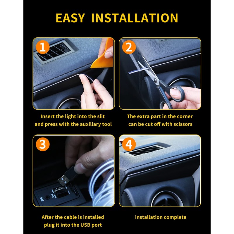 El Wires Neon Light 5m/16ft for Interior Car Decorative Atmosphere