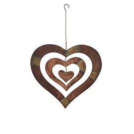 Ancient Graffiti Flame Triple Heart Spinning Heart Hanging, 9.5 by 9 by 9.5-Inch