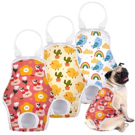 MICOOYO Dog Diaper Onesie Sanitary Pantie with Adjustable Suspender Washable Dog Period Panties Doggie Diapers Pet Underwear Female Dog Diapers for Heat (Animals, Mini S)