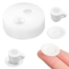 Mini Cup Coaster Shape Resin Silicone Molds 3D Simulation Cups Epoxy Casting Molds for DIY Micro Resin Dollhouse House Kitchen Display Decor