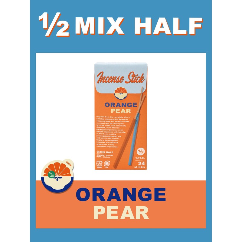 1/2 MIX HALF Orange & Pair Incense Sticks Short Size