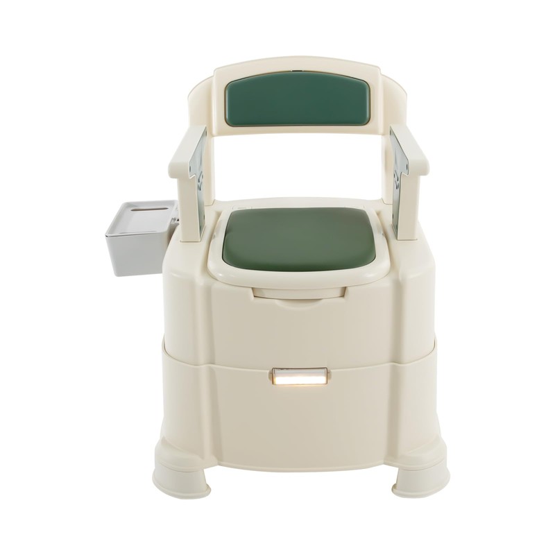 Portable Bedside Commode with Night Light, 440lb Load Capacity,PU Cushion,
