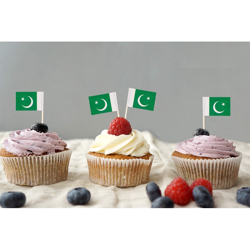JBCD Pakistan Toothpick Flag Pakistani Mini Small Cupcake Topper Flags,