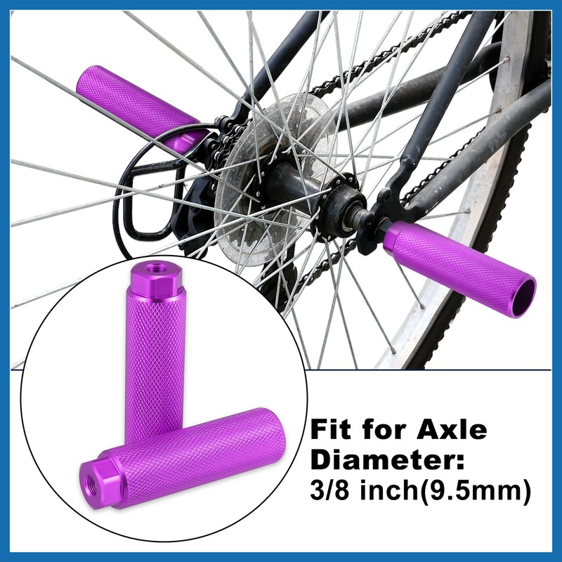 A ABSOPRO Pair Rear Foot Pegs Footrests Purple for Bicycle