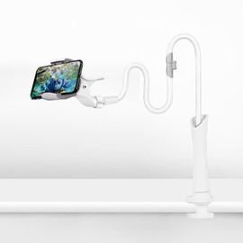 Filltown Gooseneck Phone Holder, Flexible and Stable Phone Holder, Lazy Arm 360 Degree Adjustable Clamp for Moving Phones and Smartphones, for Recording, Shows and Video Calling, White