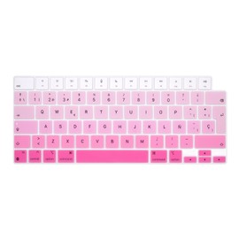 Spanish Keyboard Cover EU Layout for 2023 MacBook Air 13.6" 15.3" Models A2941 A2681/for MacBook Pro 14" 16" A2779 A2780 A2991 A2992 A2442 A2485,Silicon Keyboard Protector (Gradient Pink)