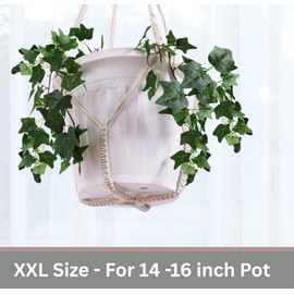 Shineloha Giant XXL 55 Inches Macrame Planter Hanger Large for 15 inch Pot + Swag Hook | Extra Large Hanging Planter for Indoor Plants | No Pot/Plant Included (XXL Black)