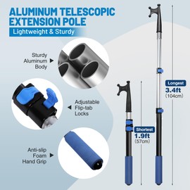 Lineslife Boat Hooks for Docking,3ft Telescoping Pole with Hook,Sturdy and Lightweight Push Pole for Boat Accessories