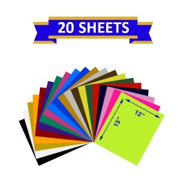 EcoRise Heat Transfer Vinyl - HTV for T-Shirts Easy DIY Printing- 20 Sheets - 12" x 15"
