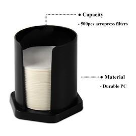 Coffee Filter Holder for Aeropress-Filters - CAFEMASY Pack of 371 Count Replacement Paper Filters with Black Aeropress Filter Holder for Aeropress Espresso Coffee Maker