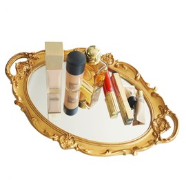LFUFUESHOP 14.5 x 10 Inch Vintage Oval Wall Mirrors, Gold Finish for Cosmetics Display & Decor