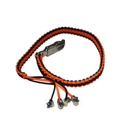 Biker Whip 36" Black and Orange Silver Punisher Skulls .45 Cal Casing