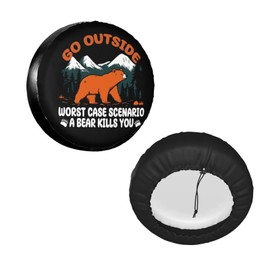 Go Outside Worst Case Scenario Universal Spare Tire Cover,15 inch,Waterproof Polyester Wheel Protector Funny Tire Covers for Rv Suvs Trucks Travel Trailers Outdoor,Easy Install