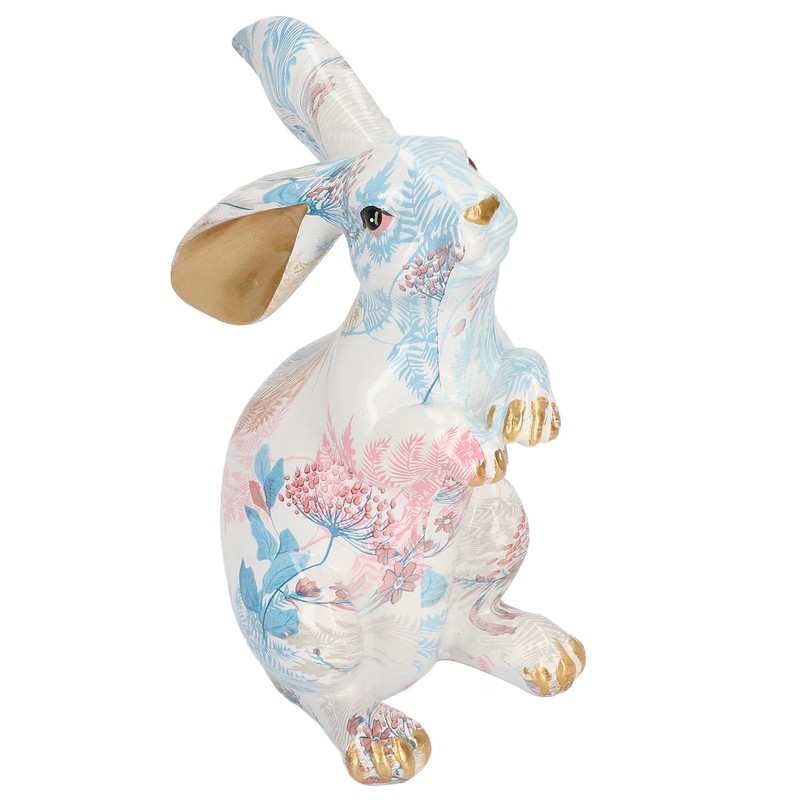Rabbit Statue Nordic Style Handcrafted Painted Resin Rabbit Desktop Ornament