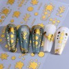 2 Sheets Gold Nail Art Stickers 3D Metallic Flower Nail