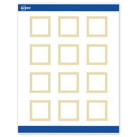 Avery Printable Square Labels, Gold Multi-Lined Border, 2" x 2", Matte White Square Labels, Permanent, Laser/Inkjet, 120ct, Great for Product Merchandising