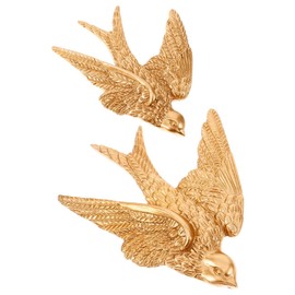 LIFKOME 2 Pieces Resin Swallows Birds Wall Sculpture 3D Flying Birds Wall Art Sculpture Ceramic Hanging Swallows Sparrow Birds Wall Decoration (+ Large)