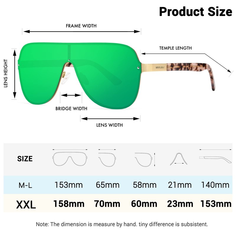 MAXJULI XL Polarized Sunglasses for Women Men with Big Heads