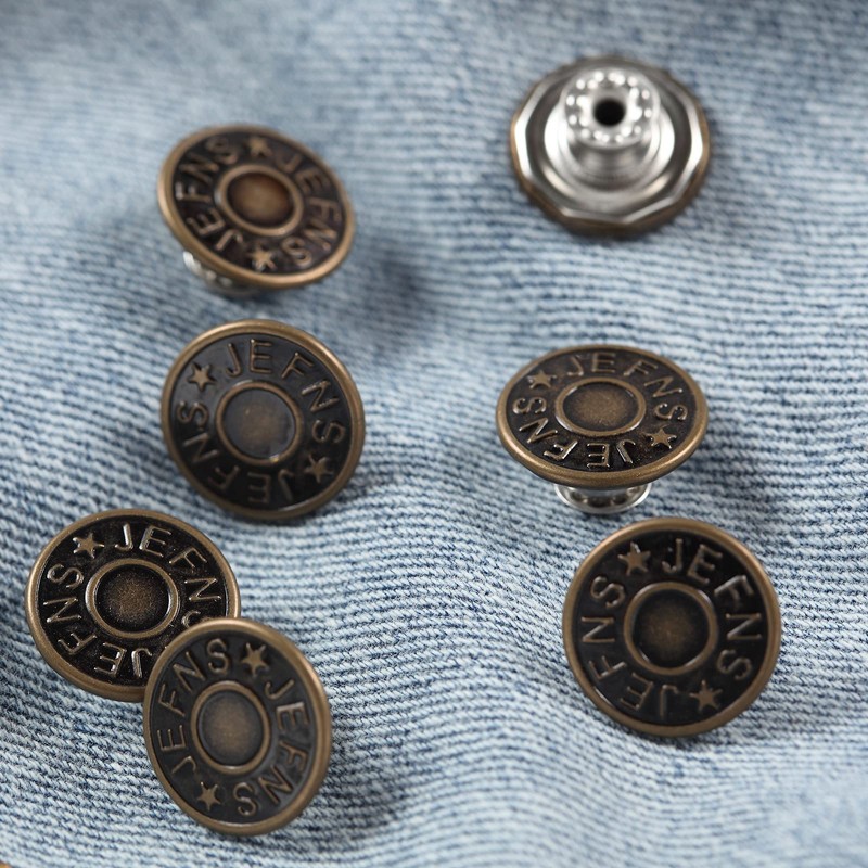 20 Set 17mm Replacement Jeans Buttons - Metal Snap Denim