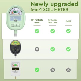 Raintrip Soil Moisture Meter, 4-in-1 Meter for Plants, Tester green