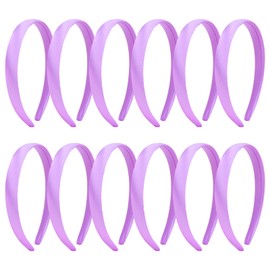 Amariver 12Pcs Purple Headband for Women 0.8inch Satin Headbands Thin Hard Head Bands DIY Plain Hair Band Light Purple Satin Headband Fashion Hair Accessories for Women Girls