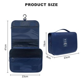 Waterproof Hanging Toiletry Bag, Cosmetic Bag for Women and Men, Suitable for Travel Toiletry Bag, Bathroom Accessory Organizer with Hooks, Navy Blue, blue, No