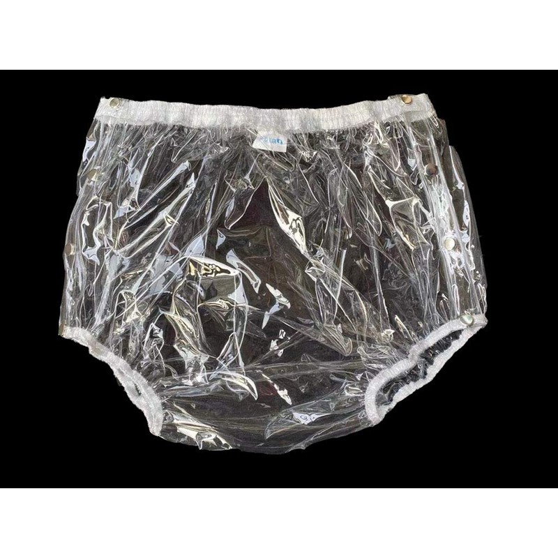 Adult Incontinence Snap-on Plastic Pants 3 Pack (Medium, Glass Clear)