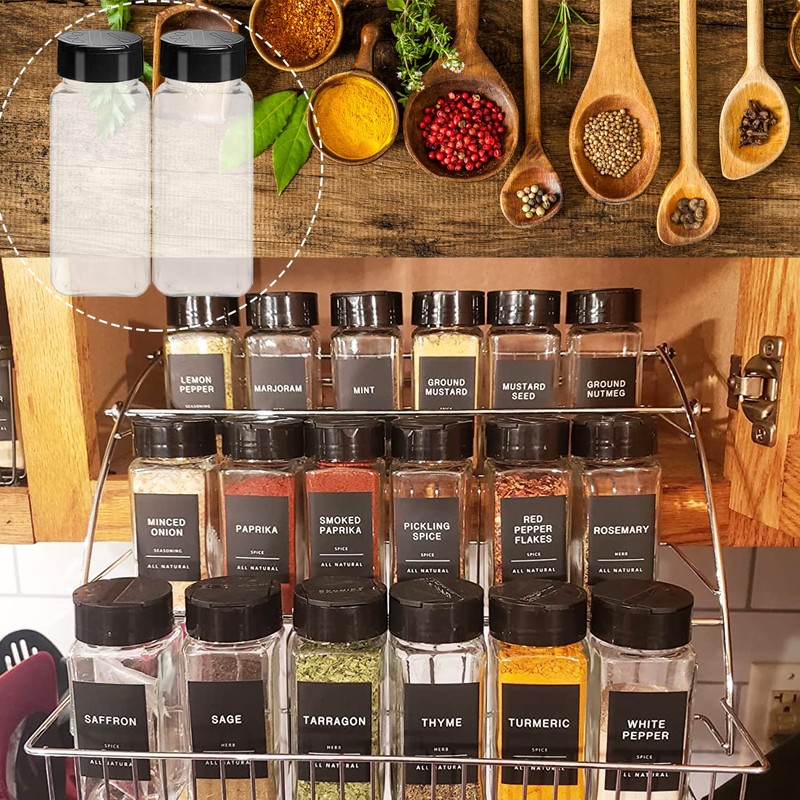Tiaiidi 24 Pack 3.5 oz Square Plastic Spice Jars,Seasoning Containers