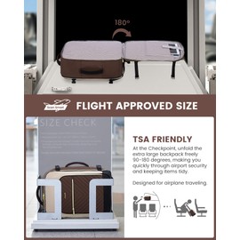 LOVEVOOK Women's Hand Luggage Backpack Large 40L, Dark Coffee Apricot Black