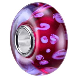 MATERIA by Matthias Wagner Glass Bead Pendant Pink Glass Bead Charm for Bracelet 1635, Glass, Glass