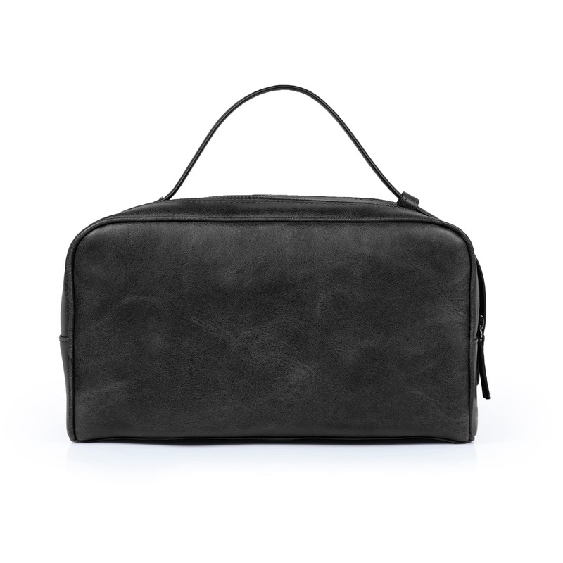 Londo Two Compartment Genuine Leather Travel Bag - Unisex (Black)
