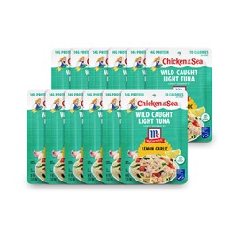 Chicken of the Sea Wild Caught Light Tuna, 2.5 Ounce Packets (Box of 12), Lightly Seasoned Lemon Garlic