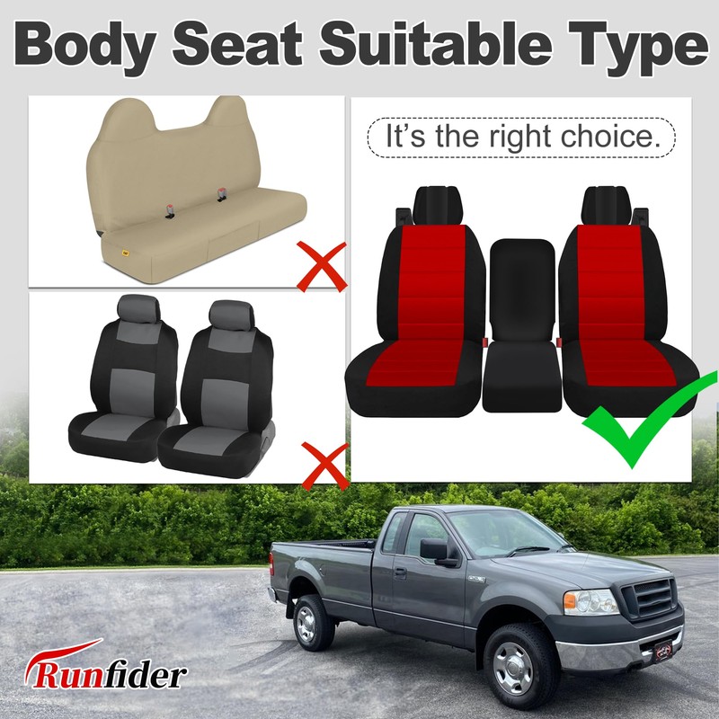 runfider Custom Heavy Duty Fabric 40/20/40 Split Bench Seat Covers