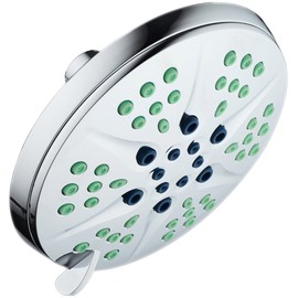 Hotel Spa Notilus Antimicrobial High-Pressure Giant 6'' Luxury Rain Spa Shower Head - 6 Settings, 2-Zone Antimicrobial Anti-Clog Nozzles, Angle-Adjustable Metal Ball Joint Connection Chrome Finish